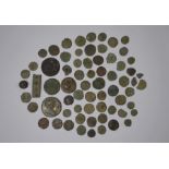 A quantity of Roman bronze and other coins etc.
