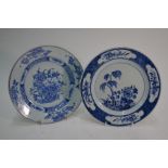 Two Chinese export blue and white porcelain plates, Qianlong period