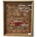 A Victorian demi-point needlework sampler