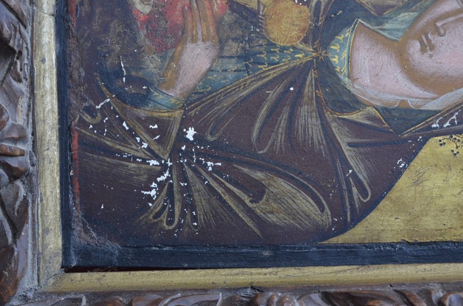 An antique Coptic icon, Madonna and Child, painted and gilded on panel - Image 6 of 8