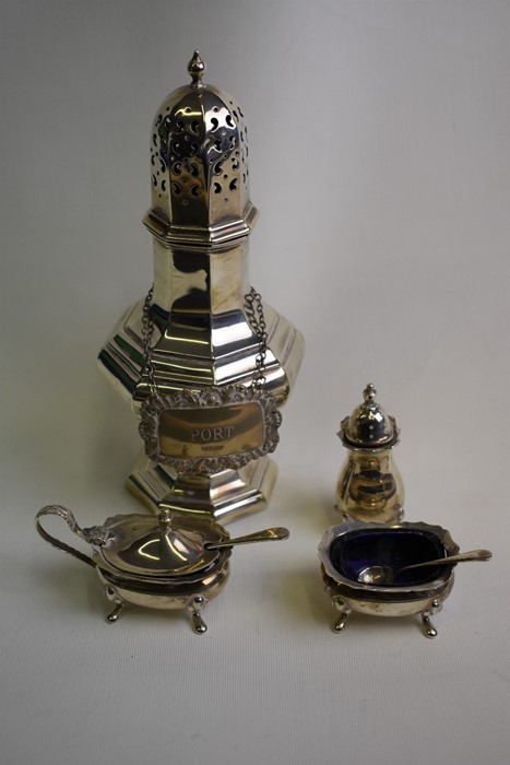 An octagonal baluster silver sugar caster etc. - Image 3 of 4