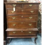 An 18th century oak chest on (later) stand