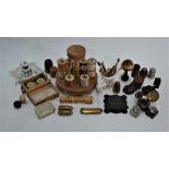 An interesting selection of sewing accountrements, treen and other collectables