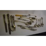 A cased set of twelve silver teaspoons with tongs etc.