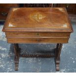 A 19th century continental inlaid mahogany work table