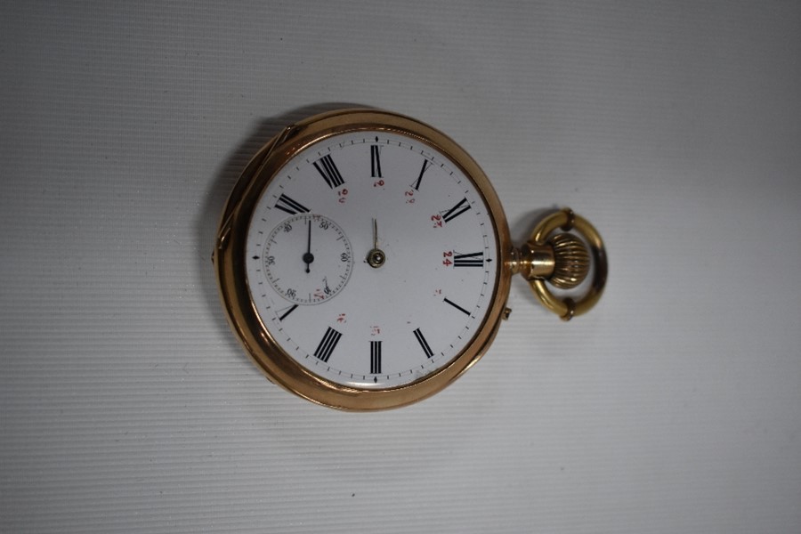 A Continental 14k open-faced pocket watch