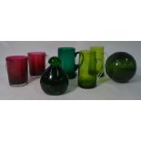 A small collection of 19th century coloured glass