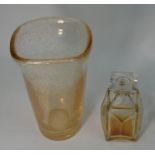 A Daum, Nancy heavy peach glass vase and Art Deco scent bottle