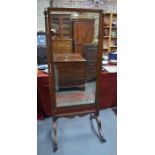 A 19th century mahogany framed cheval mirror