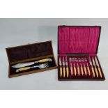 An Edwardian cased set of six electroplated fish knives and forks