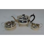 A heavy quality silver teapot of oblong form etc.