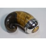 A Victorian Scottish curled sheep's horn snuff mull