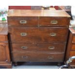 An brass bound oak campaign chest, in two parts circa 1900