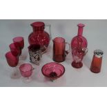 A collection of 19th century cranberry glass