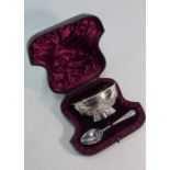 A Victorian cased silver Christening bowl and spoon