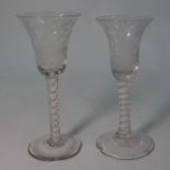 Two 18th century opaque twist wine glasses