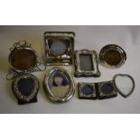 Eight various small silver picture frames
