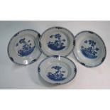 Four Chinese export blue and white porcelain pine tree dishes, Qianlong period (1736-1795)