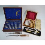 Boxed case of twelve electroplated fish knives and forks etc.
