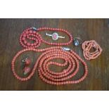Three antique coral necklaces