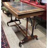 A good quality Victorian library / writing table, the rectangular top with inset tooled leather surf