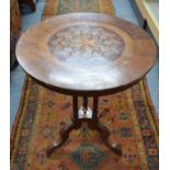 An antique Maltese fruitwood tripod table, the circular top centred by a starburst design