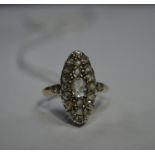 A 19th century diamond set marquise style ring