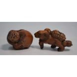 Two 20th century Japanese boxwood netsuke