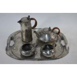 Art Nouveau Solkets pewter tea service by Archibald Knox for Liberty & Co.