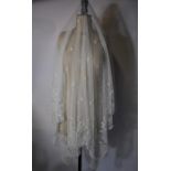 Early 1900s needle-run lace wedding veil and other costume