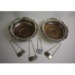 Pair of electroplated bottle coasters etc.