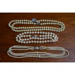 Three rows of various pearls