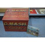 A vintage painted pine butcher's box