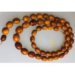 A row of graduated amber beads