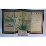 An early 20th century Japanese screen and an Asian painting