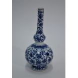 A Chinese Kangxi style blue and white bottle vase, late Qing