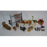 A collection of vintage clockwork tinplate animals