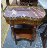 A Continental gilt-metal mounted marquetry side table with marble top and frieze drawer