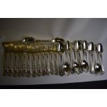A Victorian heavy quality silver matched set of Queen's pattern flatware
