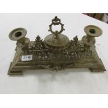 19th Century cast brass inkstand