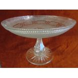 Victorian etched glass crystal fruit stand