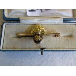 9ct gold Royal Fusiliers bar brooch.