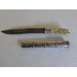 Burmese ivory and silver 'Dha' and sheath