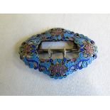 White metal (Russian) floral enamel carved buckle.