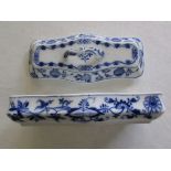 Dresden blue and white porcelain lidded pen tray