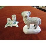 Staffordshire pottery miniature figure of a sheep