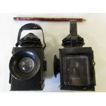 Two miniature model traction engine lamps