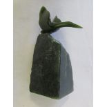 Oriental Jade figure of a 'Cormorant on a rock