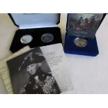 2005 commemorative proof crown and a piece of copper from HMS Victory