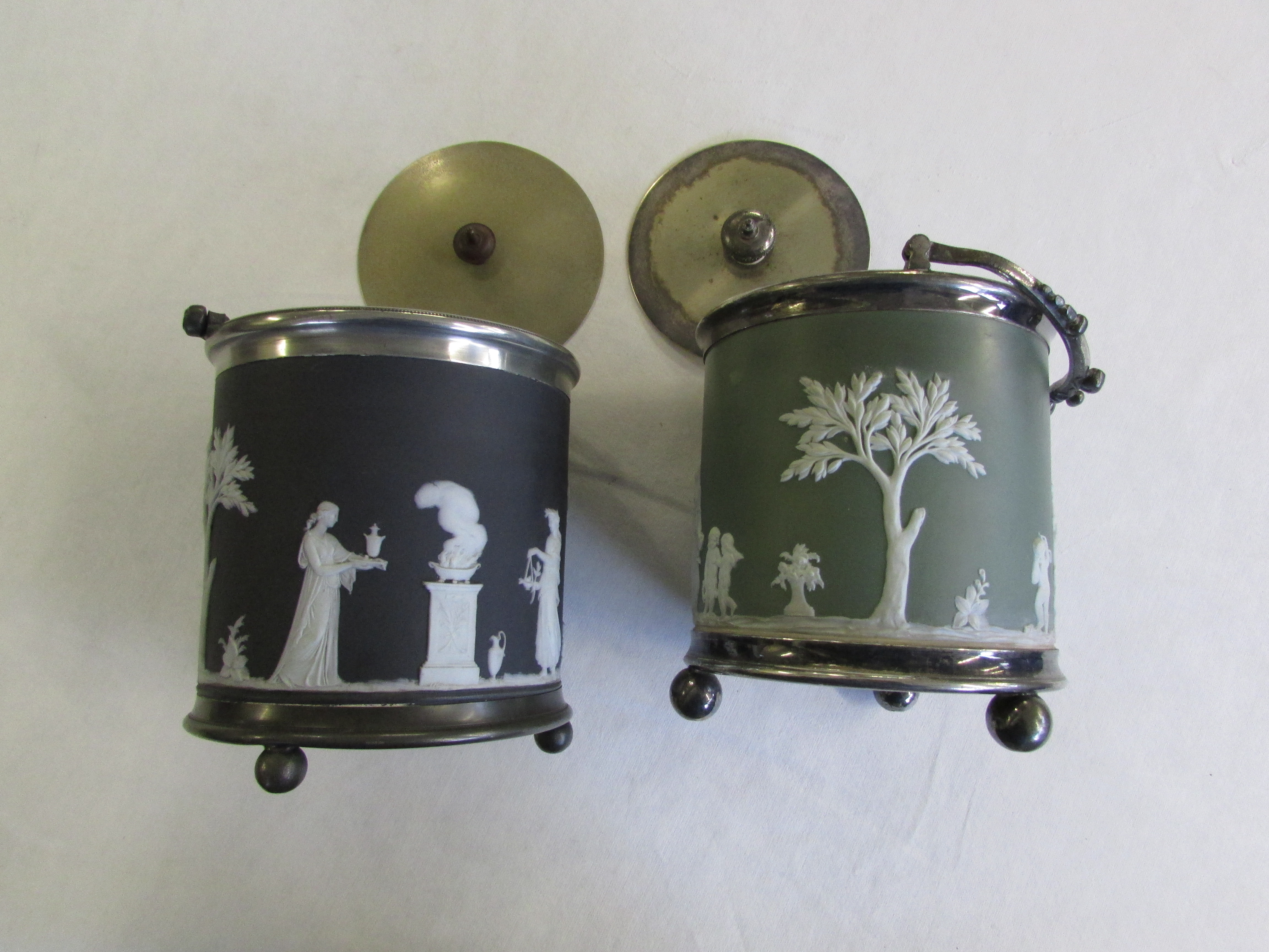 Two Wedgwood biscuit barrels